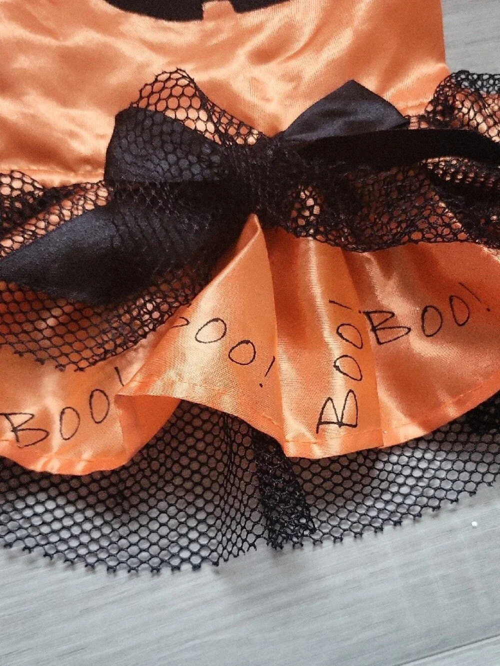 Snall Dog Orange Pumpkin Tutu Costume Dress with Black Bow
